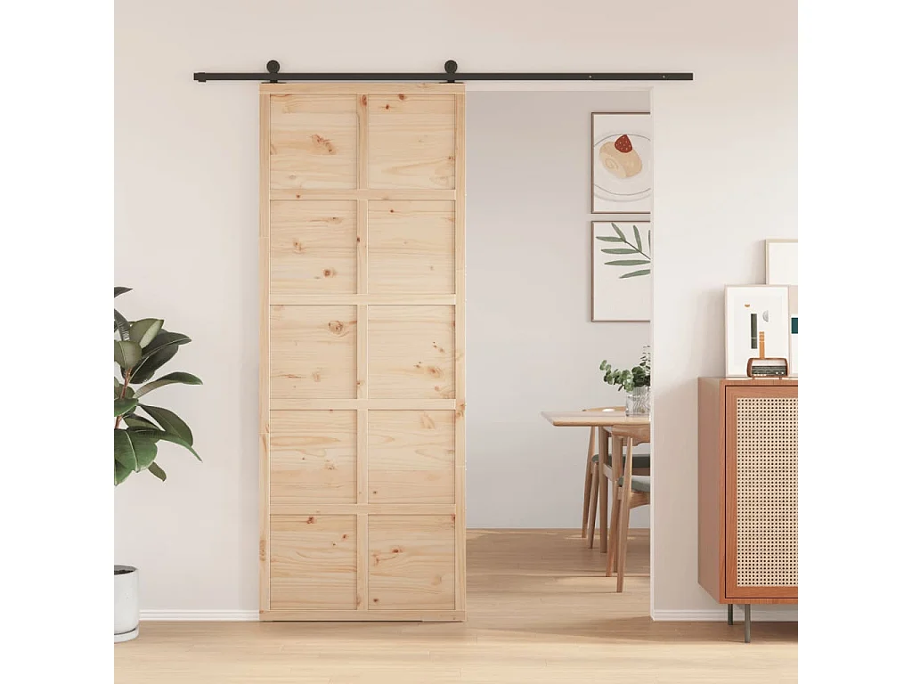 Porta per Granaio 80x208 cm in Legno Massello di Pino