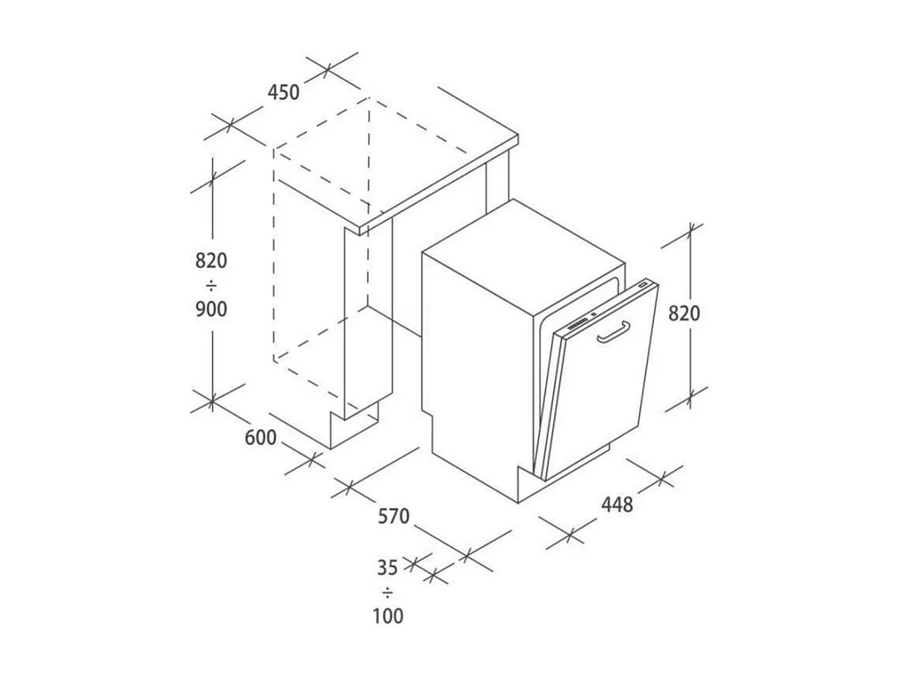 Lave-vaisselle encastrable CANDY 10 Couverts 44.8cm E, CDIH2L1047