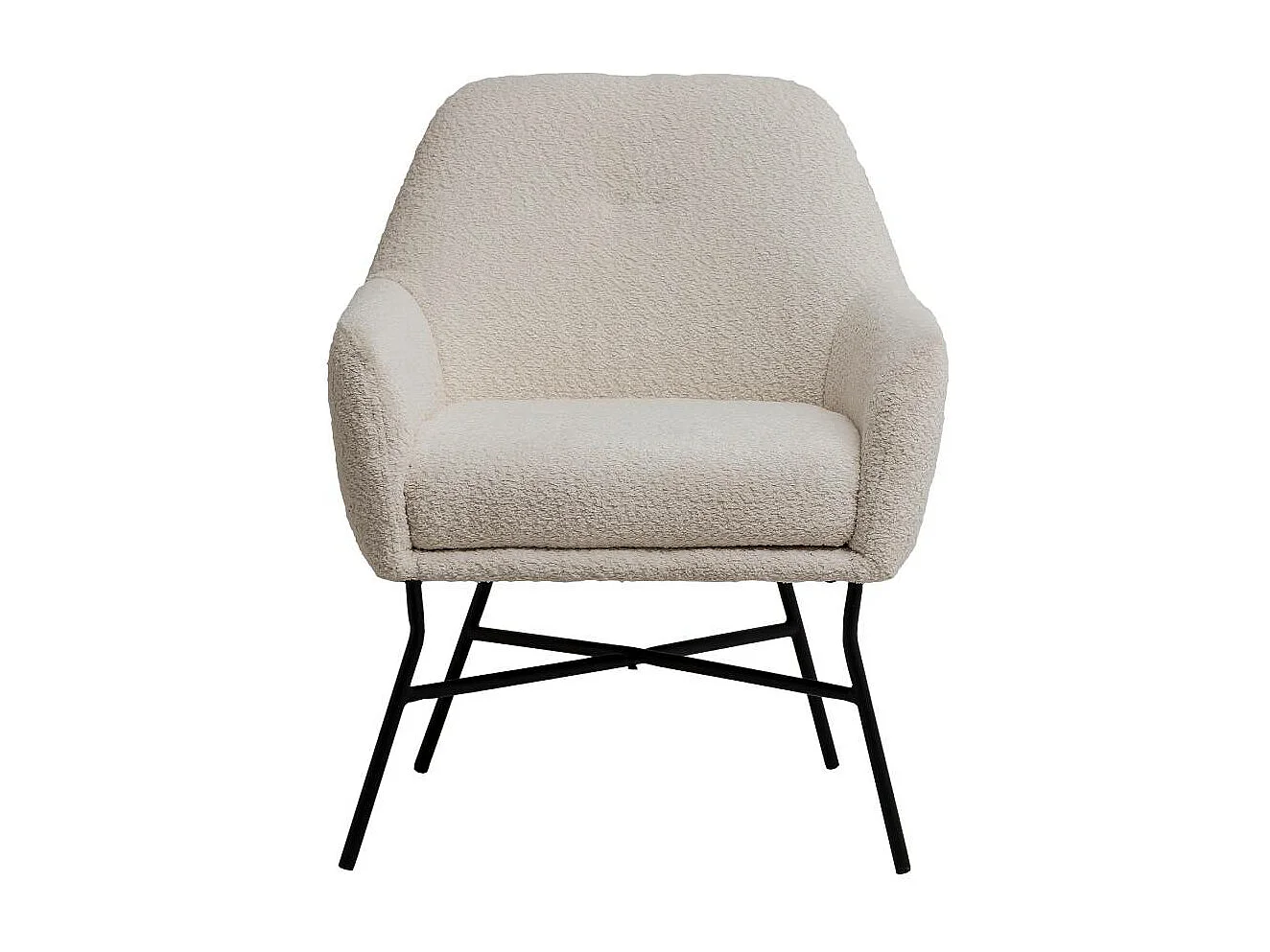 Sillón blanco de bouclé con almacenamiento Kanoa para adultos