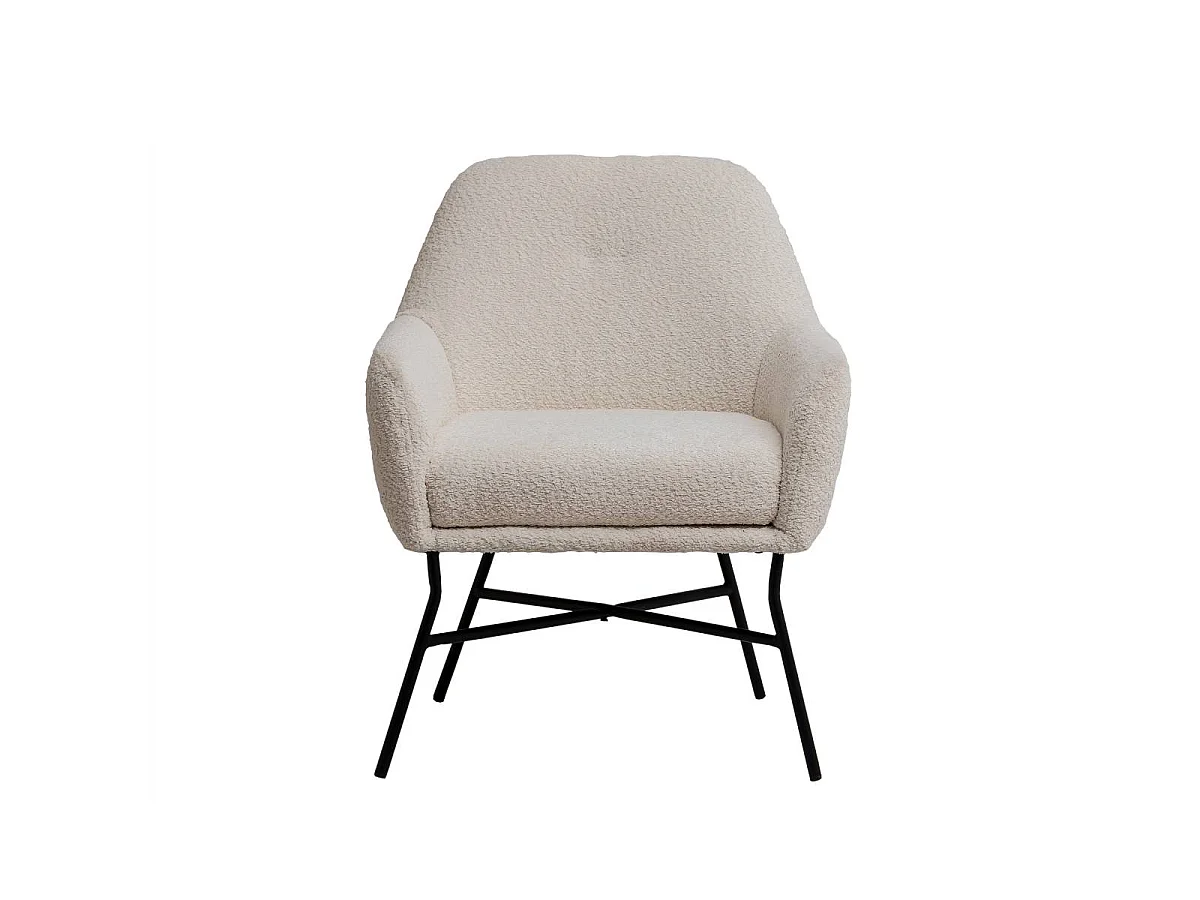 Sillón blanco de bouclé con almacenamiento Kanoa para adultos
