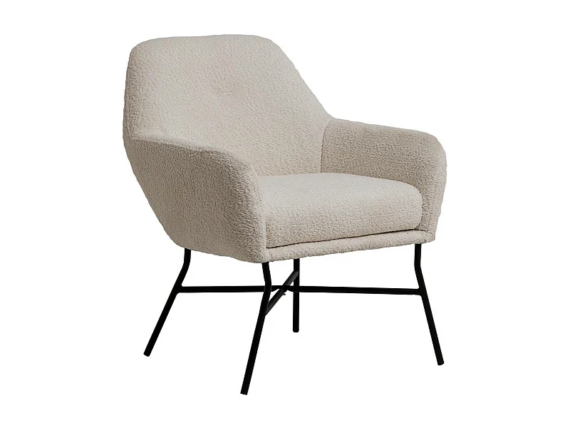 Sillón blanco de bouclé con almacenamiento Kanoa para adultos