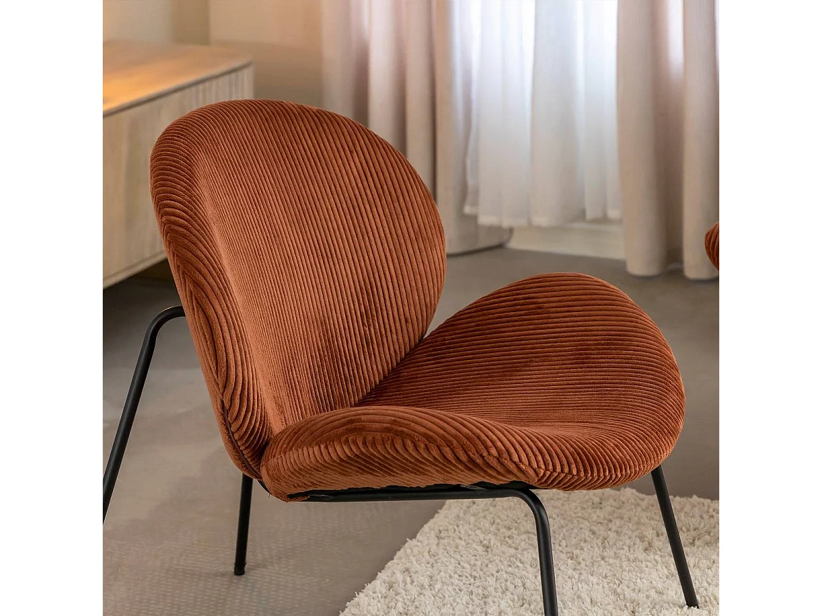 Fauteuil en velours terracotta Dorian