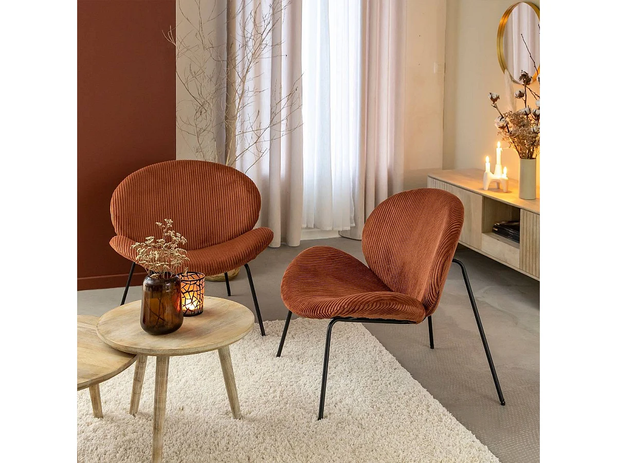 Fauteuil en velours terracotta Dorian