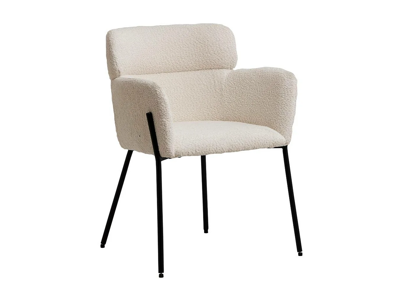 Juego de 2 sillones de bouclé blanco Kanoa con reposabrazos