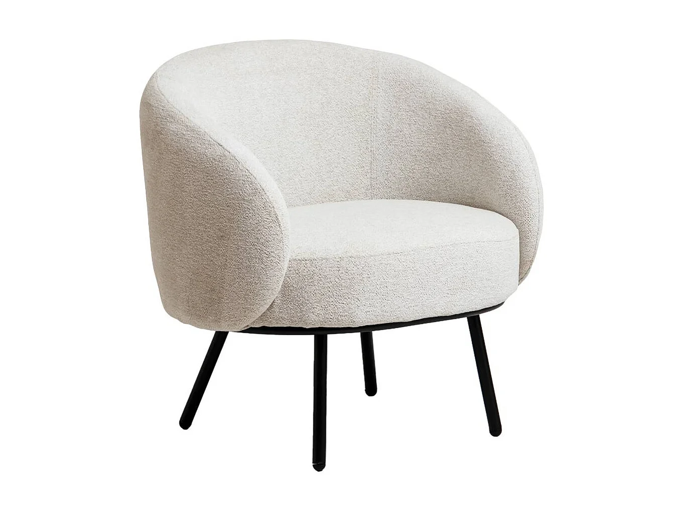 Sillón confortable de tejido bouclé blanco con almacenamiento Kanoa