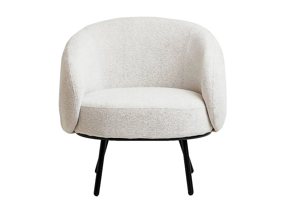 Sillón confortable de tejido bouclé blanco con almacenamiento Kanoa