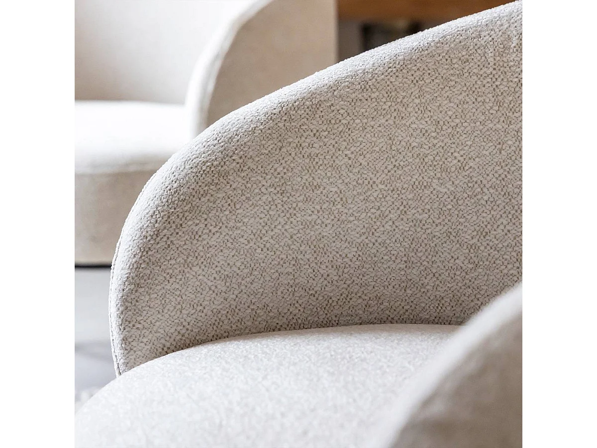 Sillón confortable de tejido bouclé blanco con almacenamiento Kanoa