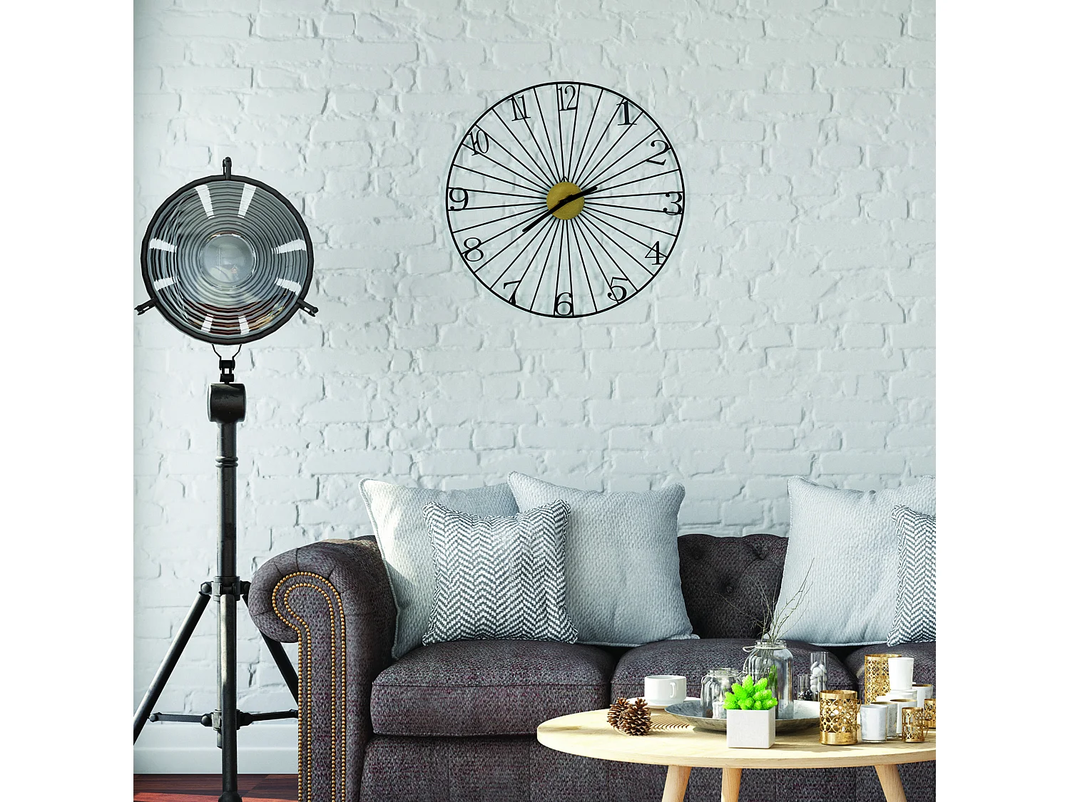 Horloge Murale Design "Filaire" 50cm Noir