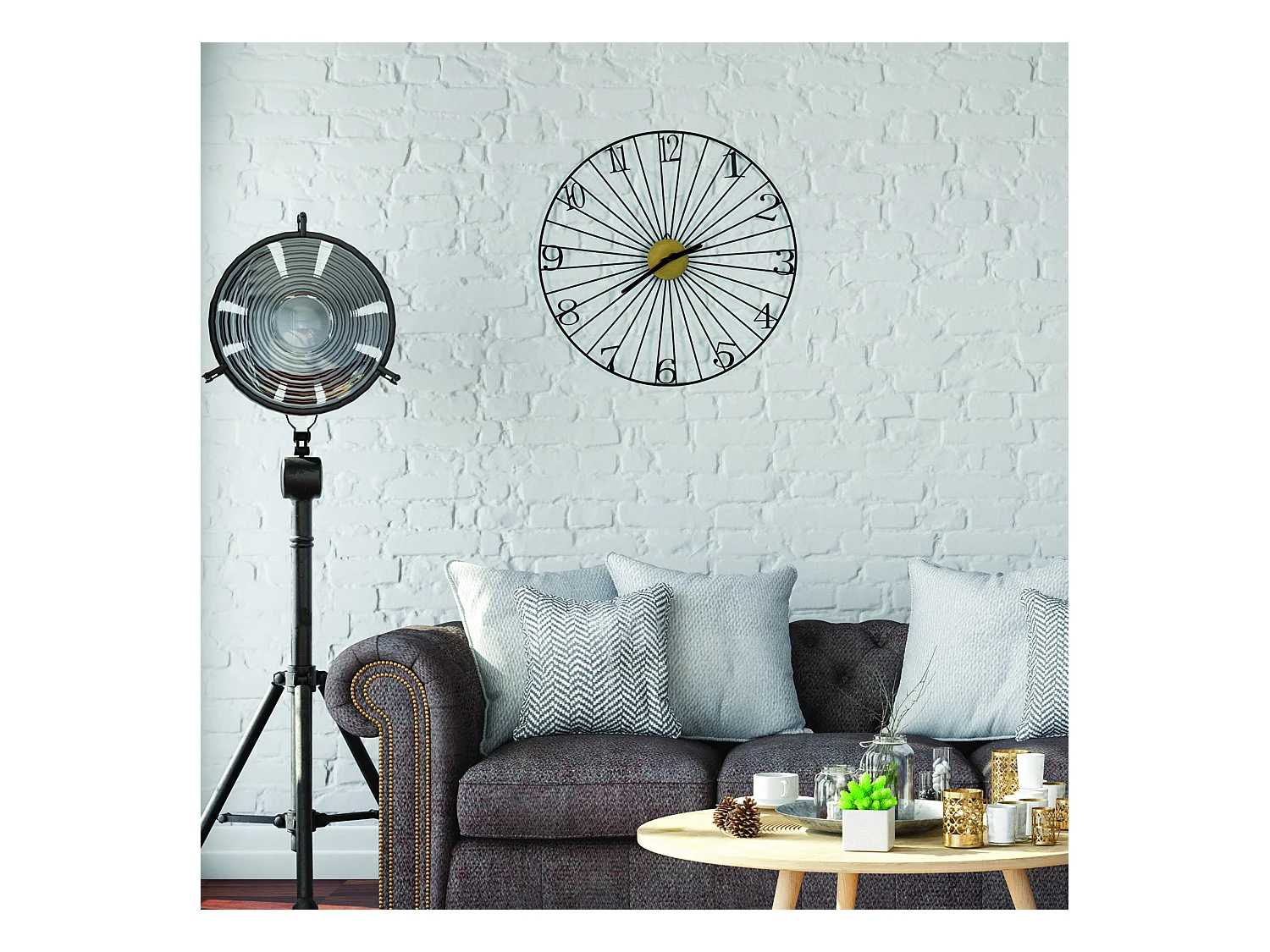 Horloge Murale Design "Filaire" 50cm Noir