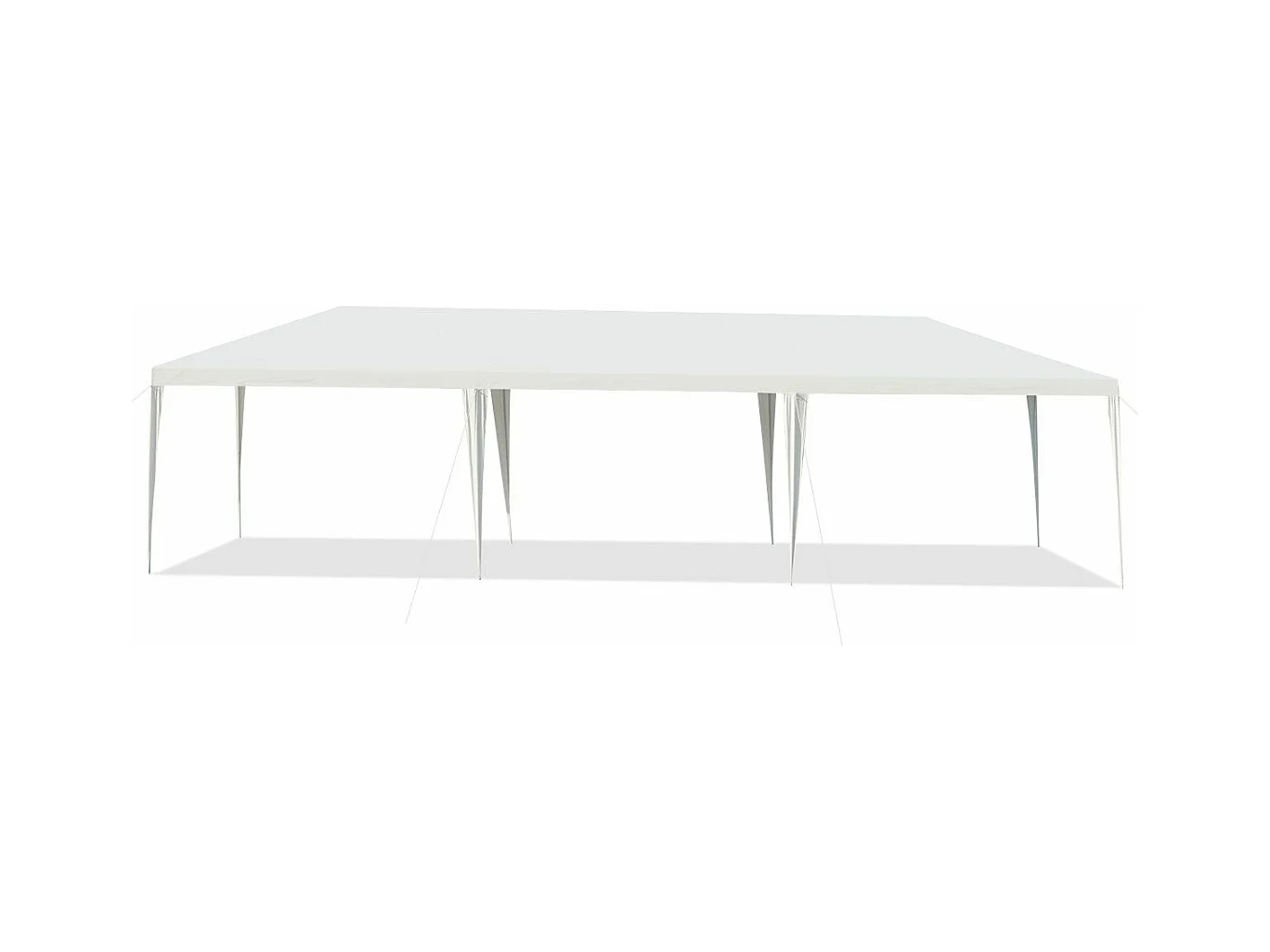 Tonnelle de Jardin 3 M x 9 M Étanche, Tente de Réception Pliante en Tube Métal 8 Cordes à Vent et 16 Piquets Boucle, pour Fêtes Commercial Mariage, Blanc