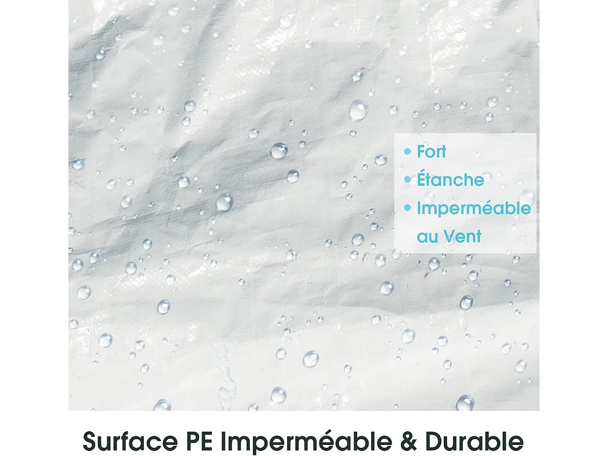 Tonnelle de Jardin 3 M x 9 M Étanche, Tente de Réception Pliante en Tube Métal 8 Cordes à Vent et 16 Piquets Boucle, pour Fêtes Commercial Mariage, Blanc