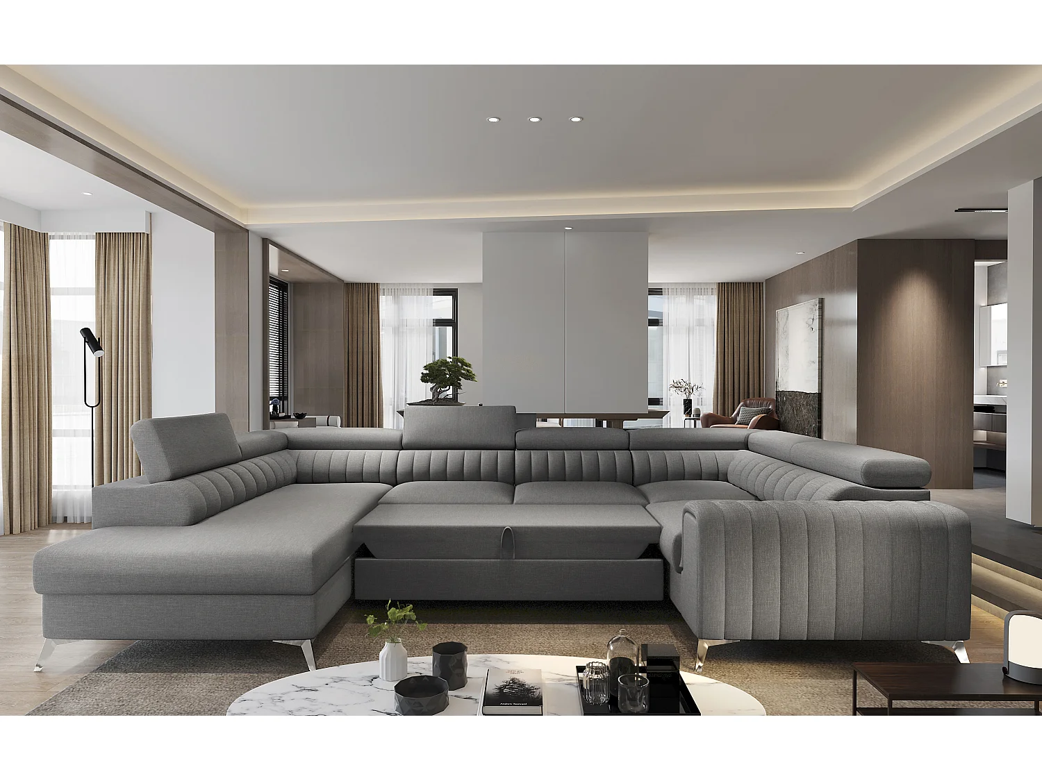 Divano d'angolo Appache UR/Tessuto/Beige