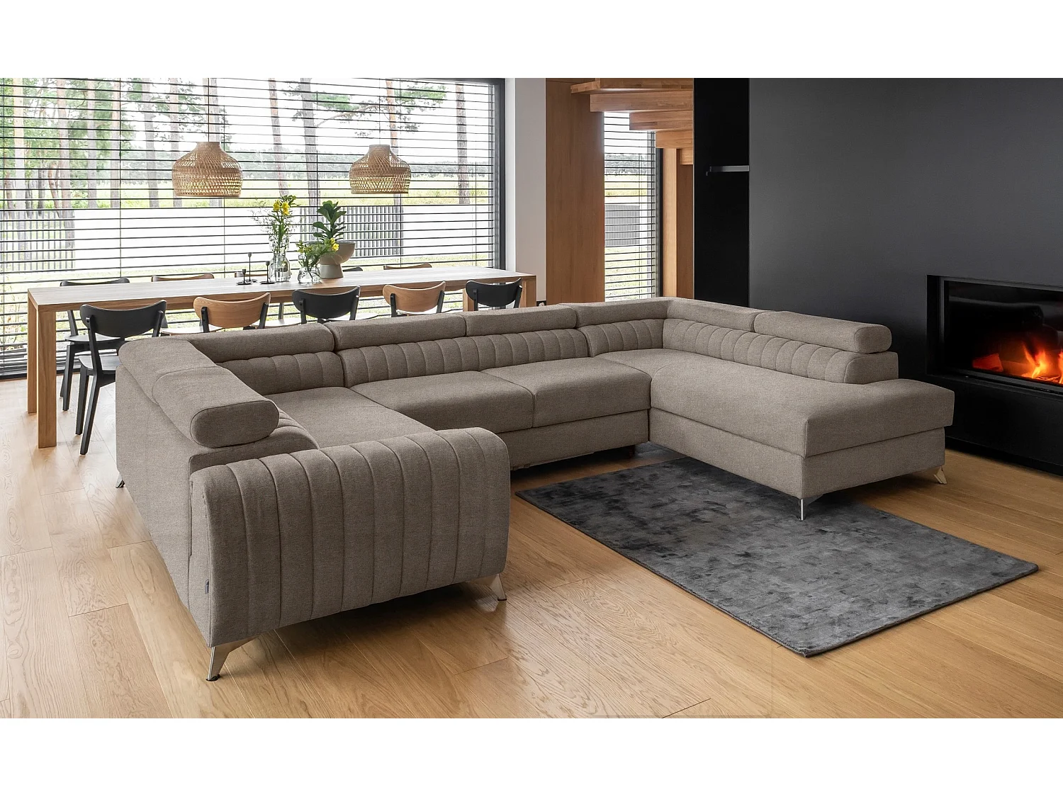 Canapé Corner Appache UR/Tissu/Beige