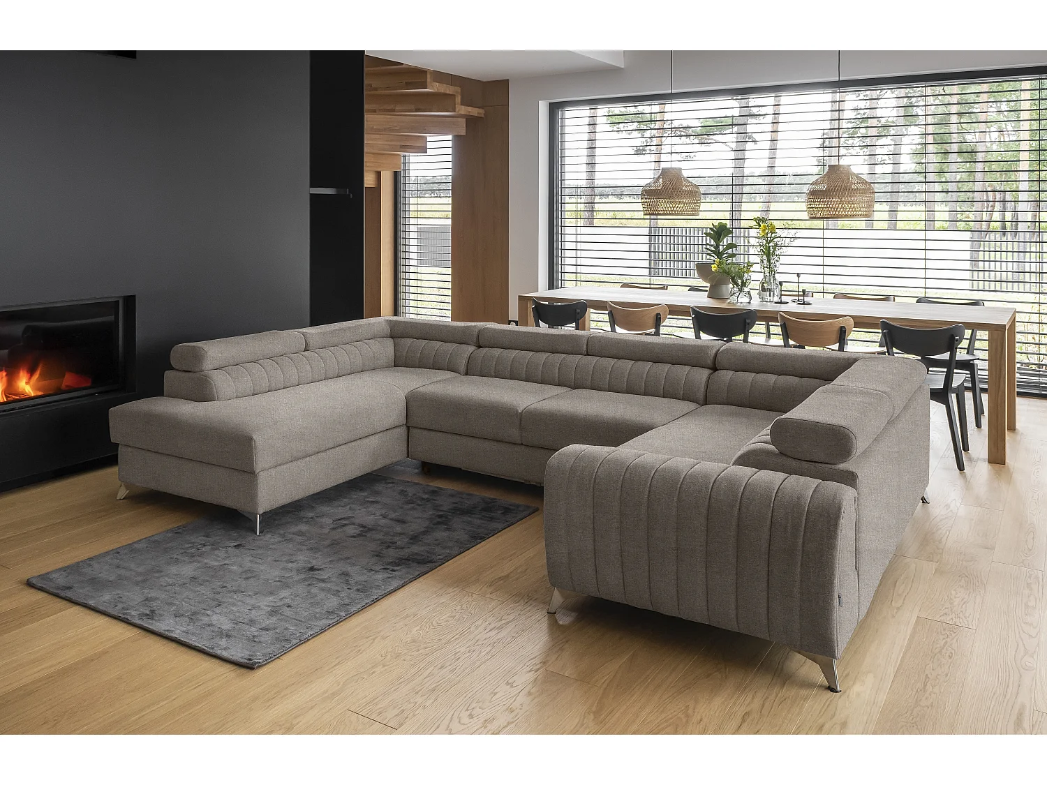 Canapé Corner Apache UL/Tissu/Beige