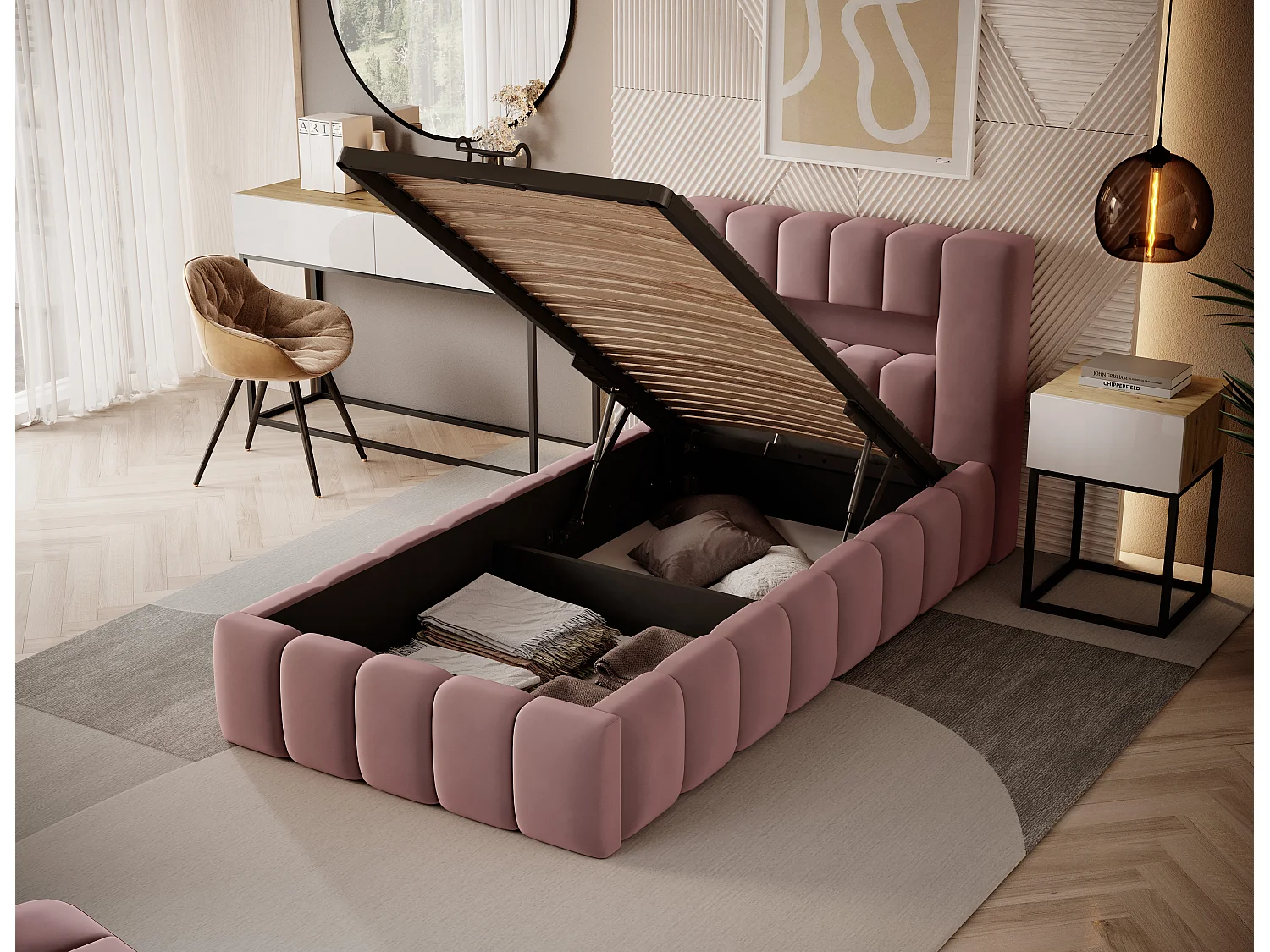 Bett Hero  XS (90x200)/Stoff/Pink