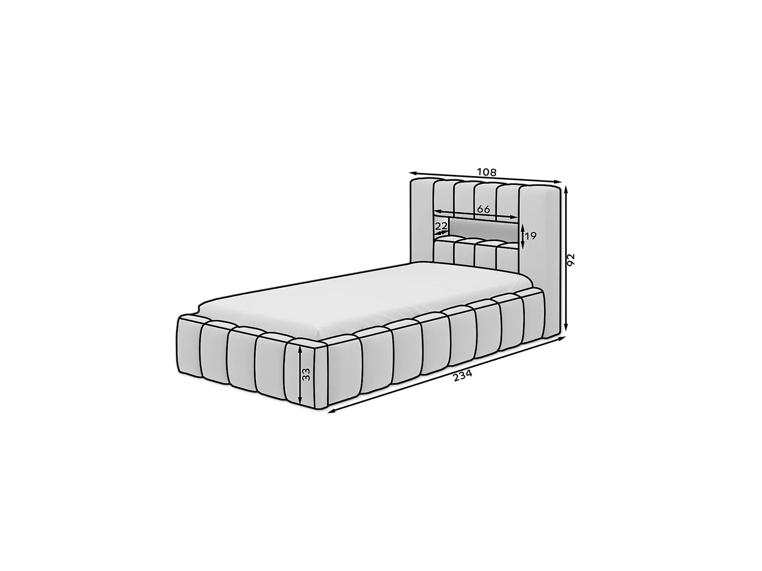 Bett Hero  XS (90x200)/Stoff/Pink