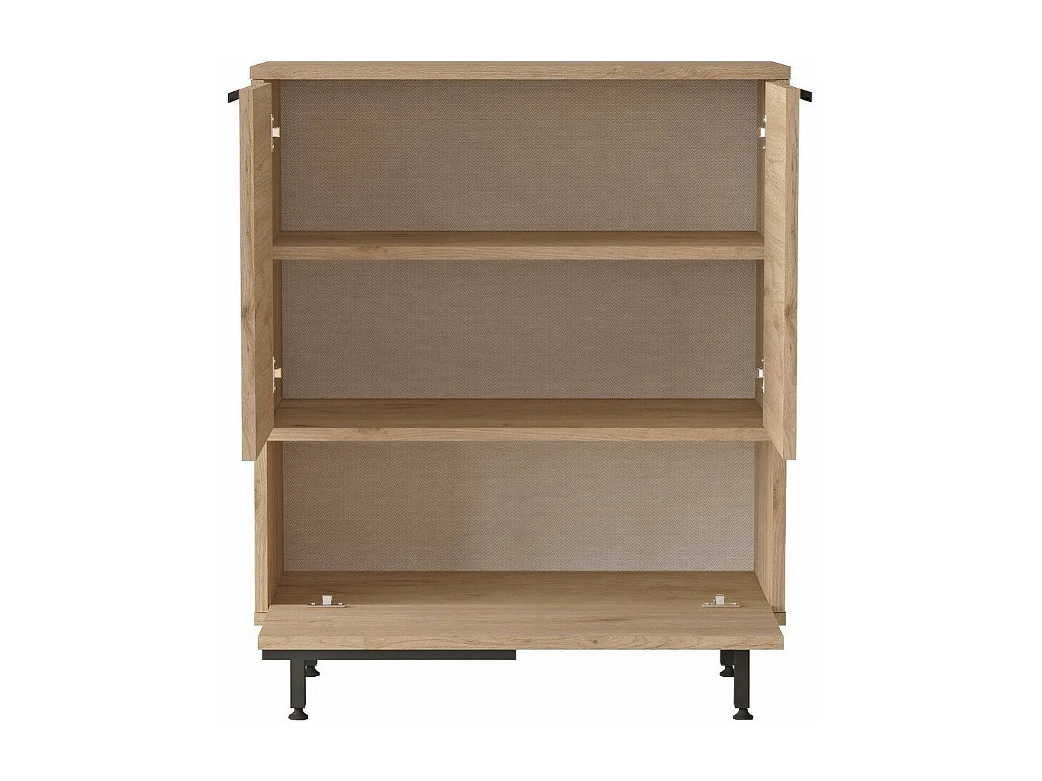 Schuhschrank mit 2 Türen und 1 Klappe in Nussbaumdekor - H90,4 cm