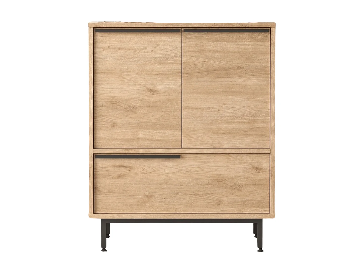 Buffet de rangement 2 portes et 1 abattant décor noyer - H90 cm