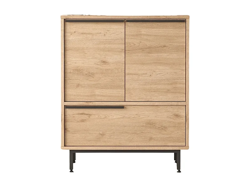 Buffet de rangement 2 portes et 1 abattant décor noyer - H90 cm