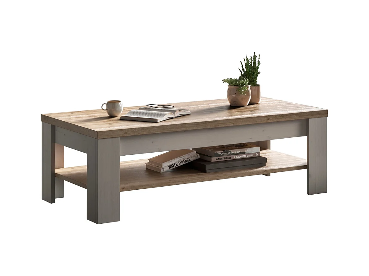 Table basse avec sous-plateau de rangement L110 cm - COUNTRY - 15734133