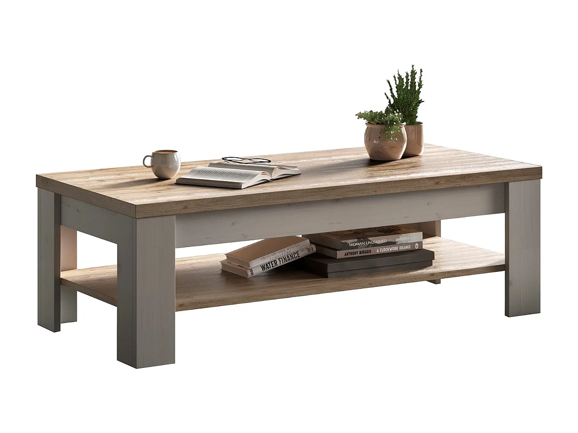 Table basse avec sous-plateau de rangement L110 cm - COUNTRY - 15734133