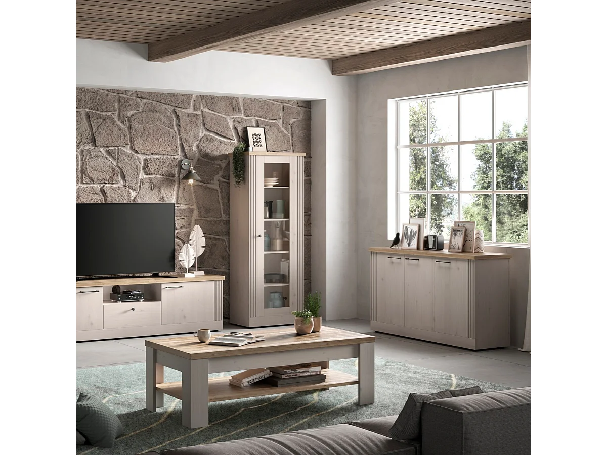 Table basse avec sous-plateau de rangement L110 cm - COUNTRY - 15734133