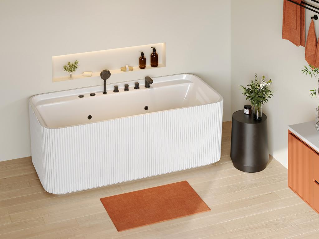 Whirlpool-Badewanne - gerippt - Weiß - 265 l - 170 x 80 x 58 cm - SIZORA günstig online kaufen
