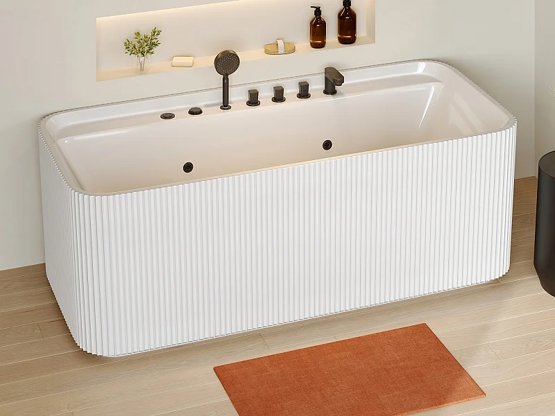 Bañera de hidromasaje rayada blanca - 265 L - 170 x 80 x 58 cm - SIZORA