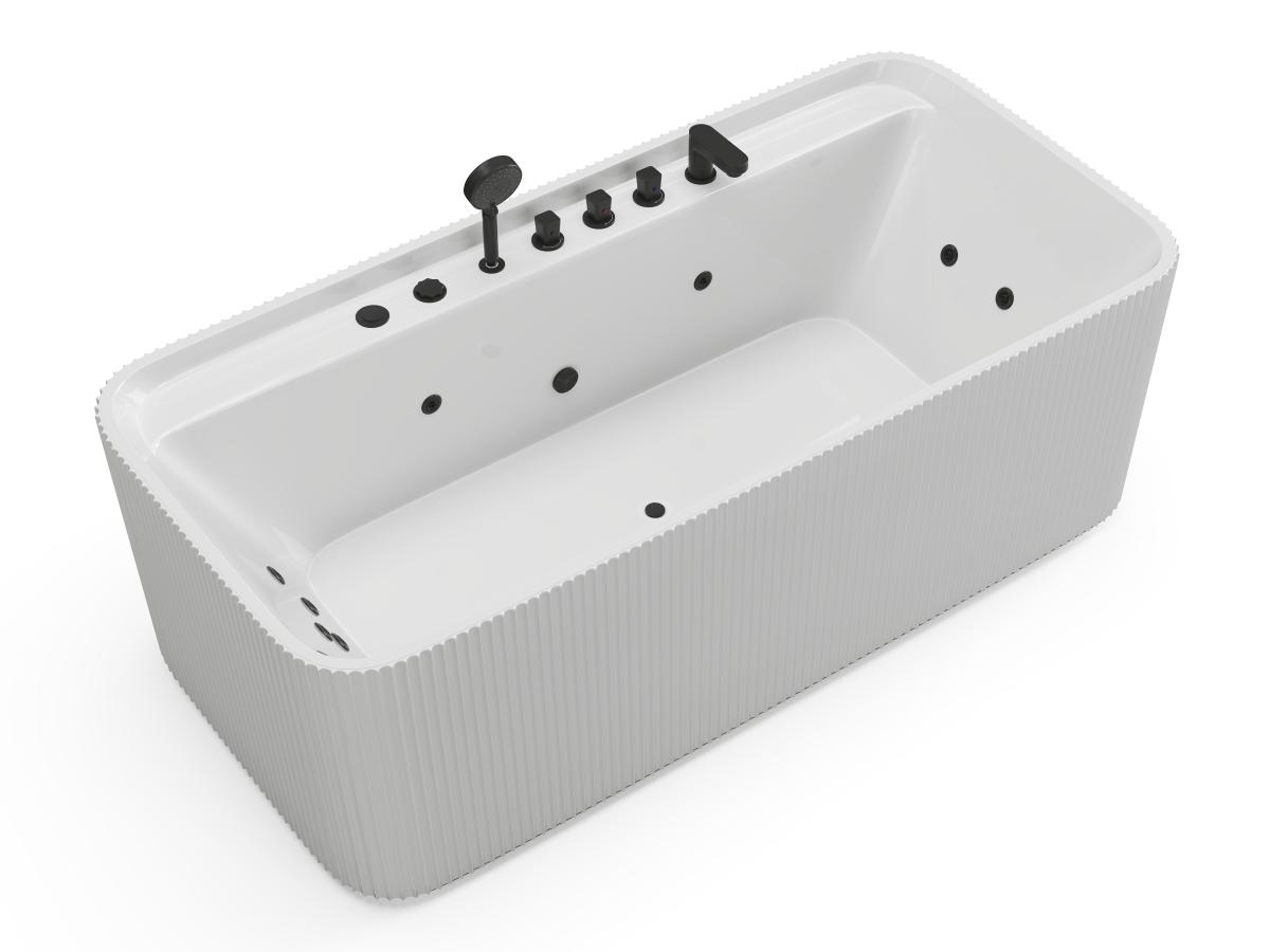 Whirlpool-Badewanne - gerippt - Weiß - 265 l - 170 x 80 x 58 cm - SIZORA günstig online kaufen