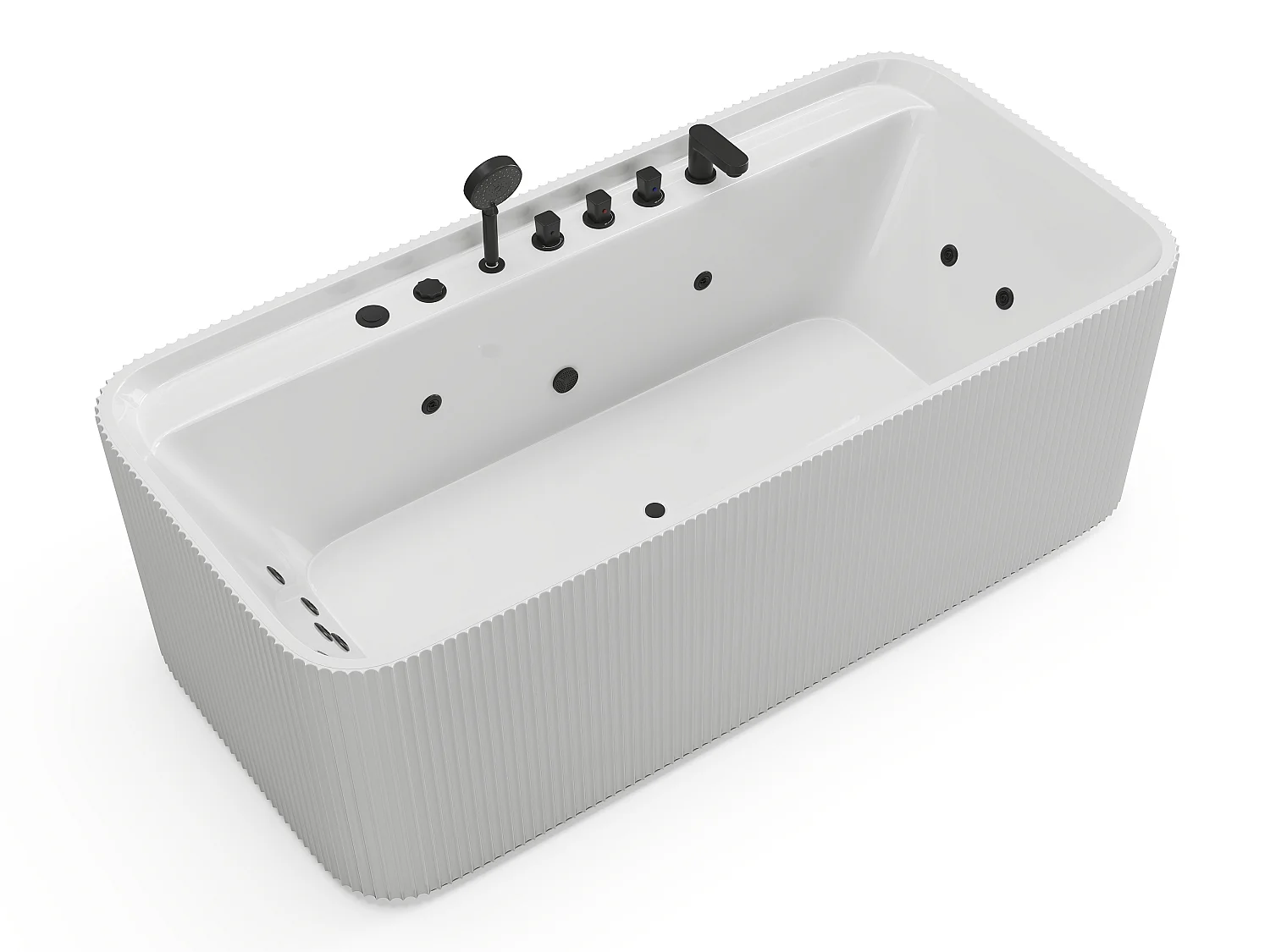 Bañera de hidromasaje rayada blanca - 265 L - 170 x 80 x 58 cm - SIZORA