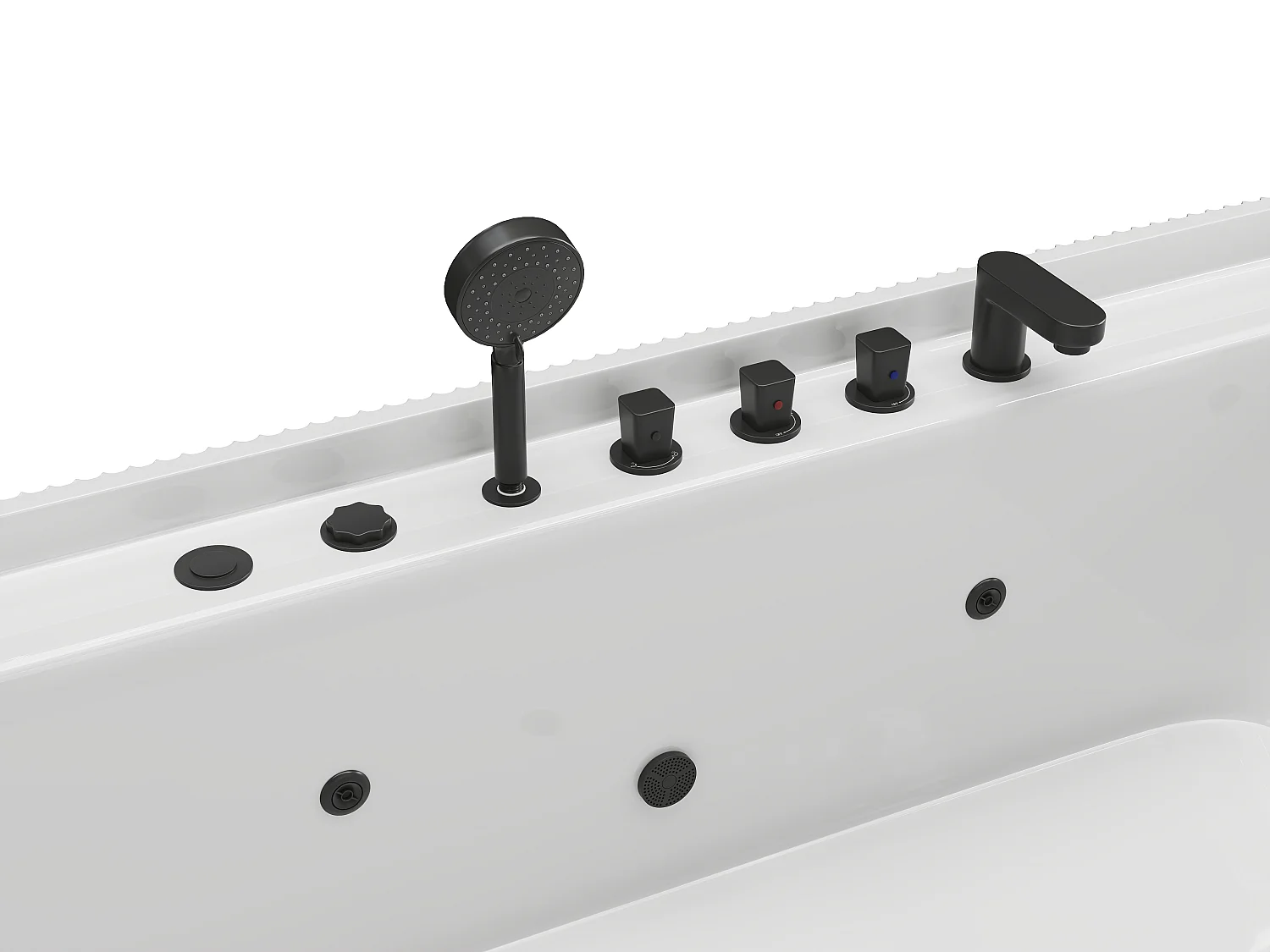 Bañera de hidromasaje rayada blanca - 265 L - 170 x 80 x 58 cm - SIZORA