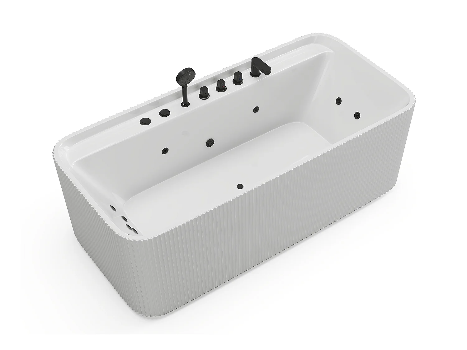 Baignoire balnéo striée blanche - 265 L - 170 x 80 x 58 cm - SIZORA