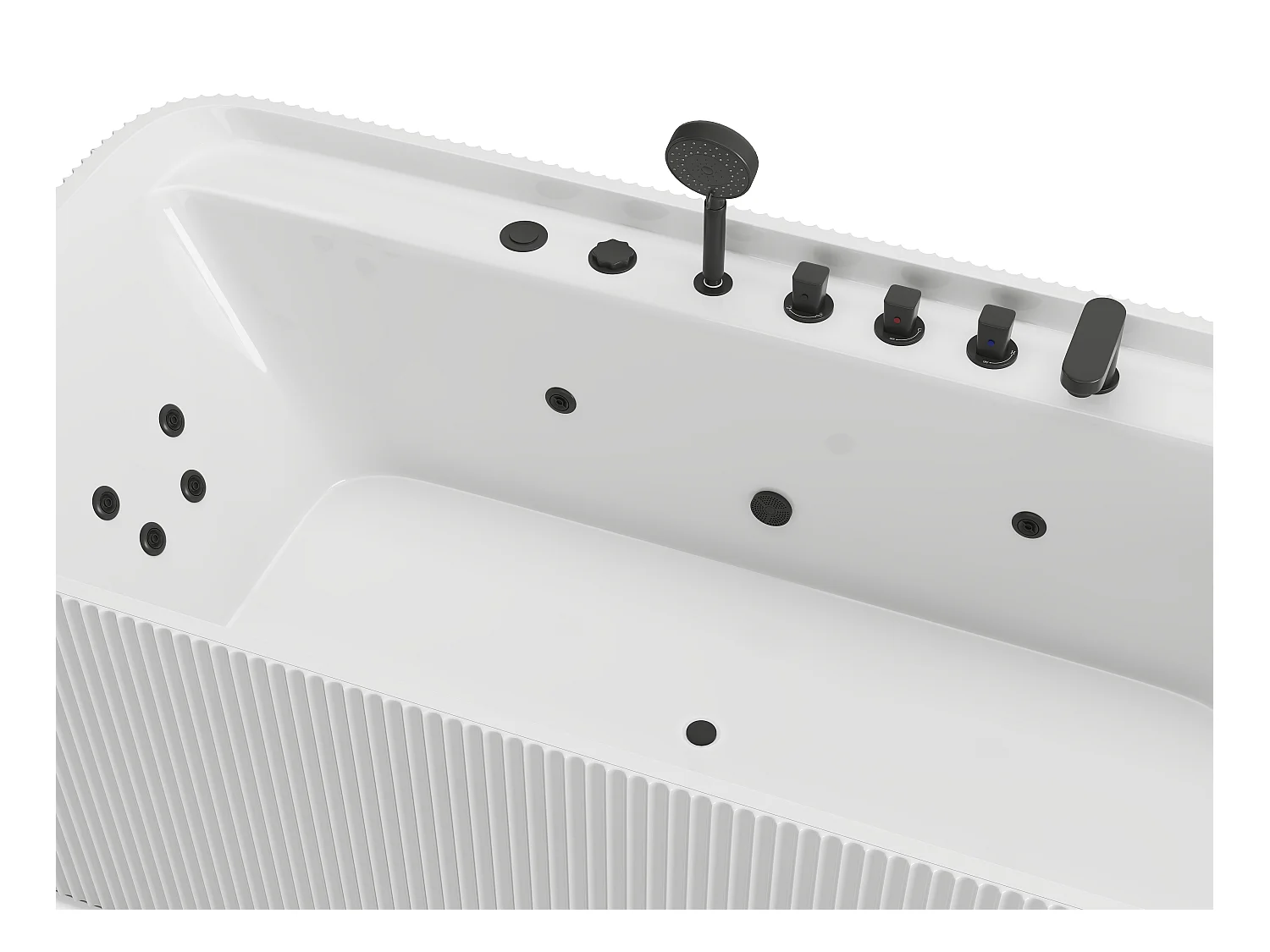 Baignoire balnéo striée blanche - 265 L - 170 x 80 x 58 cm - SIZORA