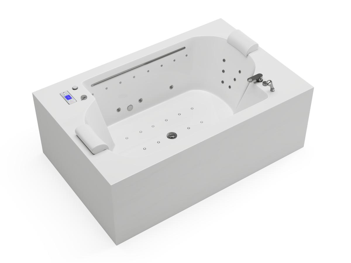 Whirlpool-Badewanne mit LED-Beleuchtung - 2 Personen - Weiß - 450 l - 185 x günstig online kaufen