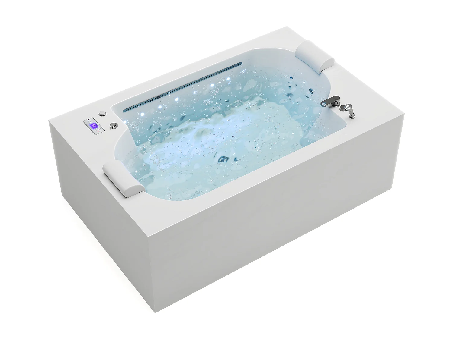 Baignoire balnéo blanche à leds - 2 places - 450 L - 185 x 120 x 65 cm - DEFORIA