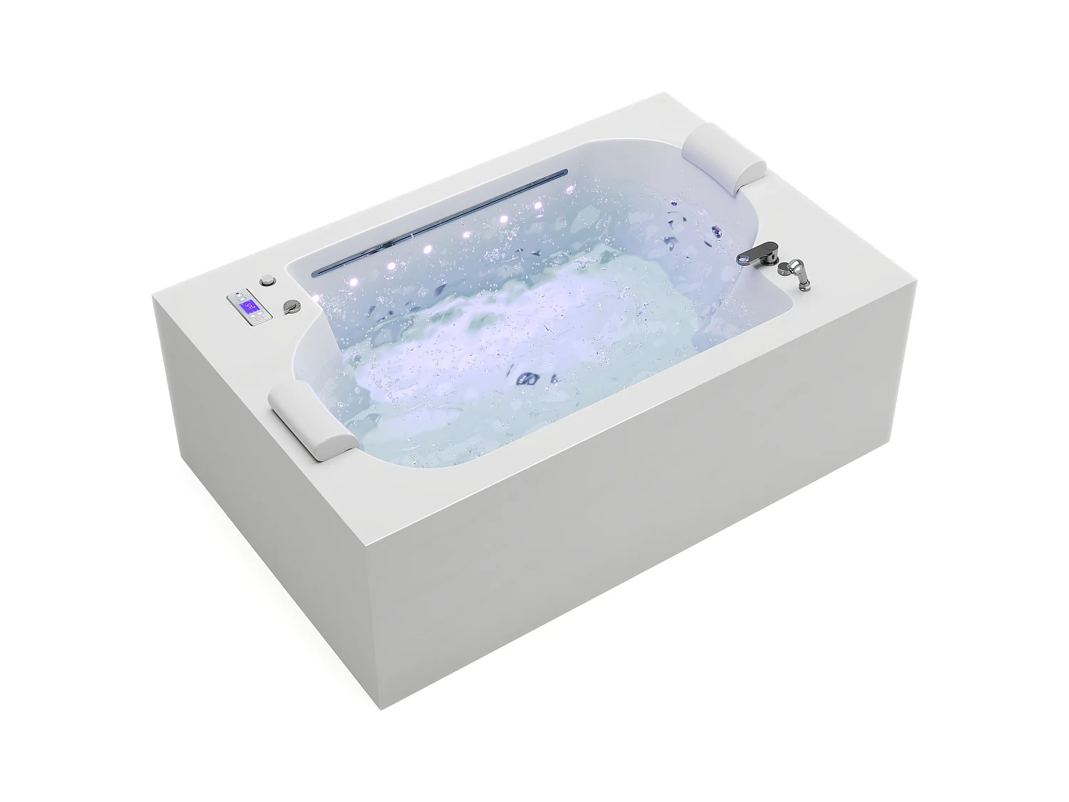 Baignoire balnéo blanche à leds - 2 places - 450 L - 185 x 120 x 65 cm - DEFORIA