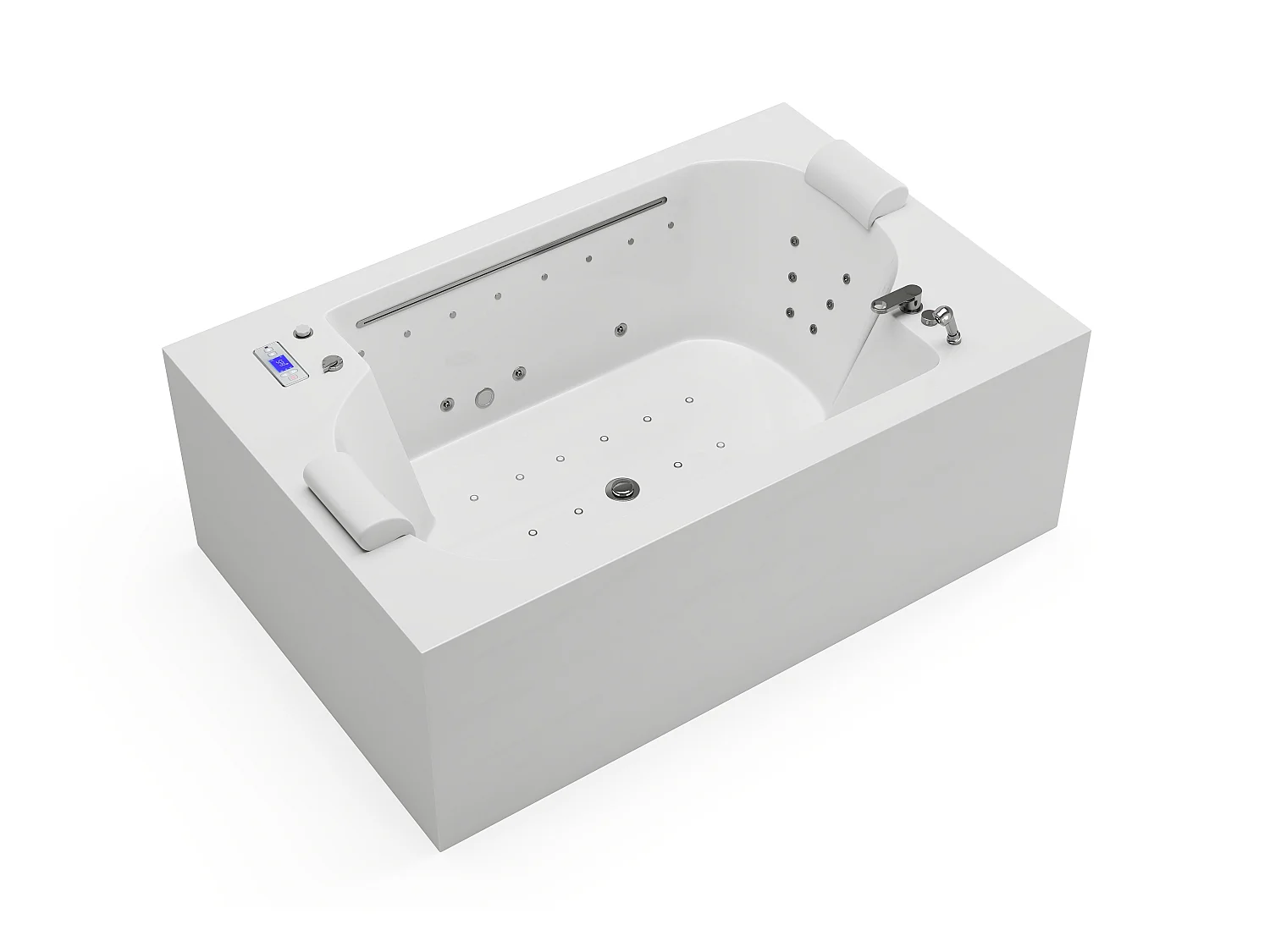 Baignoire balnéo blanche à leds - 2 places - 450 L - 185 x 120 x 65 cm - DEFORIA