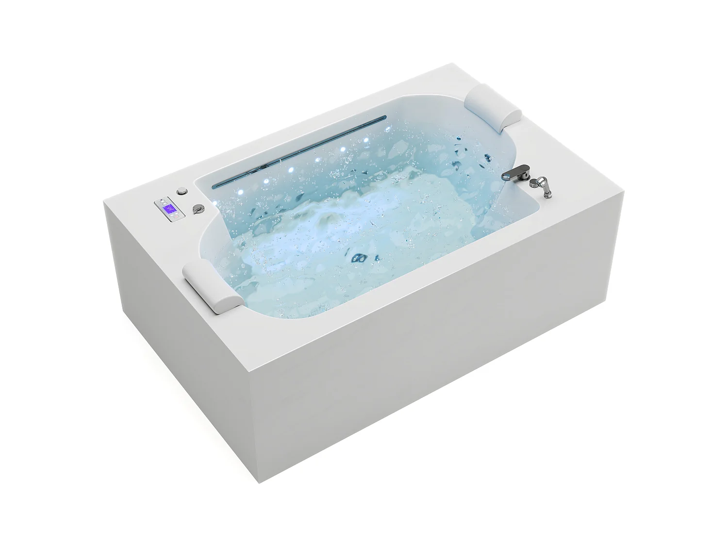 Baignoire balnéo blanche à leds - 2 places - 450 L - 185 x 120 x 65 cm - DEFORIA