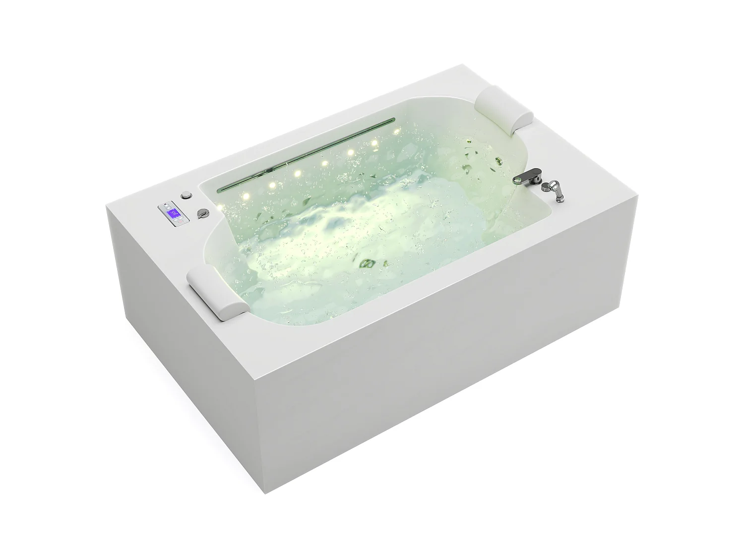 Baignoire balnéo blanche à leds - 2 places - 450 L - 185 x 120 x 65 cm - DEFORIA