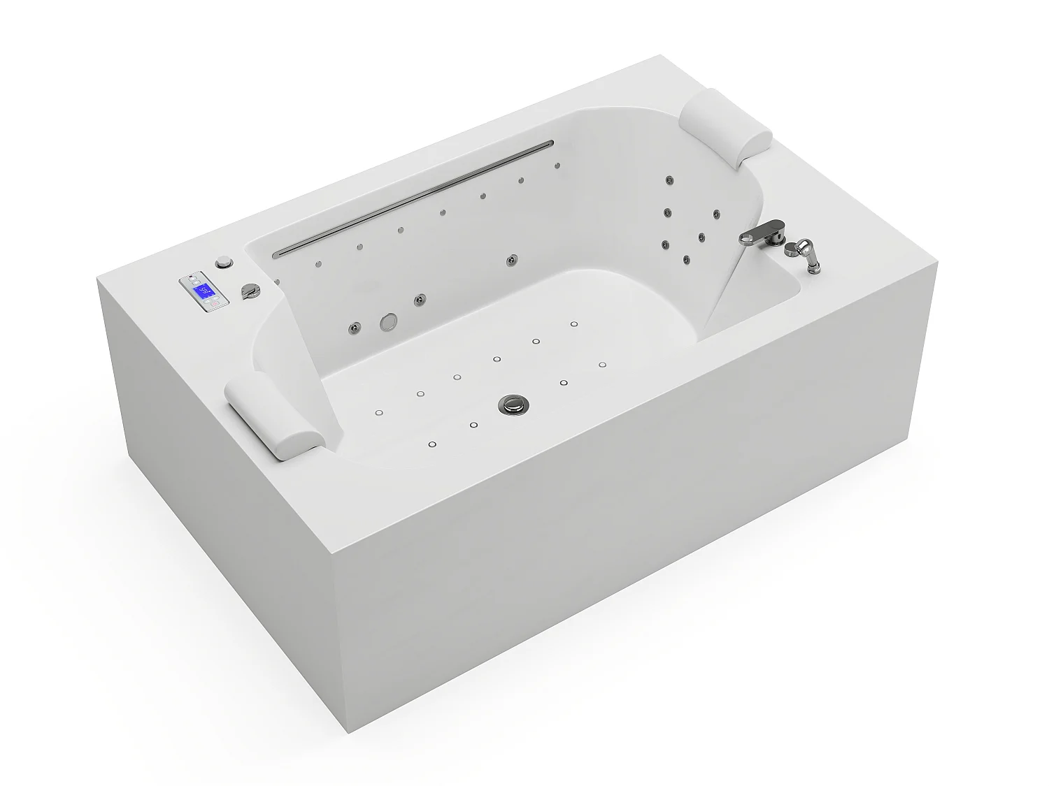 Baignoire balnéo blanche à leds - 2 places - 450 L - 185 x 120 x 65 cm - DEFORIA