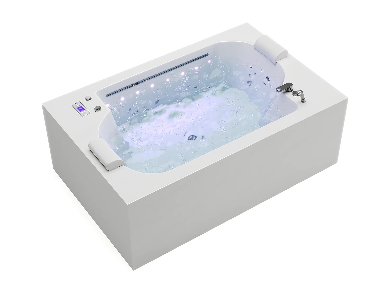 Baignoire balnéo blanche à leds - 2 places - 450 L - 185 x 120 x 65 cm - DEFORIA