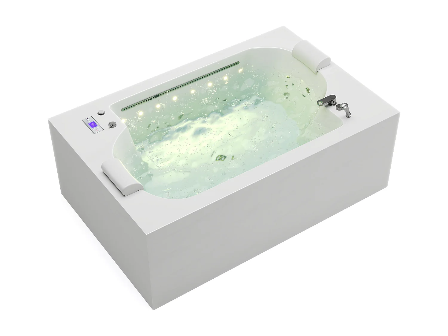 Baignoire balnéo blanche à leds - 2 places - 450 L - 185 x 120 x 65 cm - DEFORIA