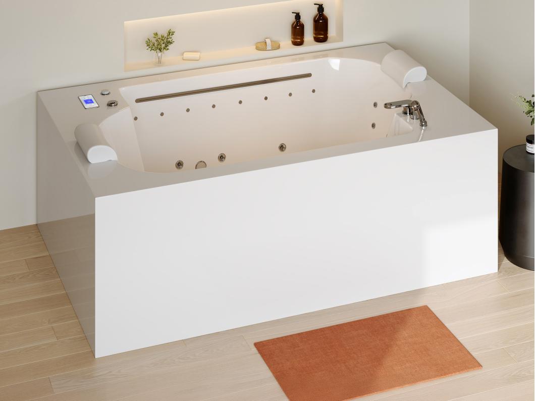 Baignoire balnéo blanche à leds - 2 places - 450 L - 185 x 120 x 65 cm - DEFORIA