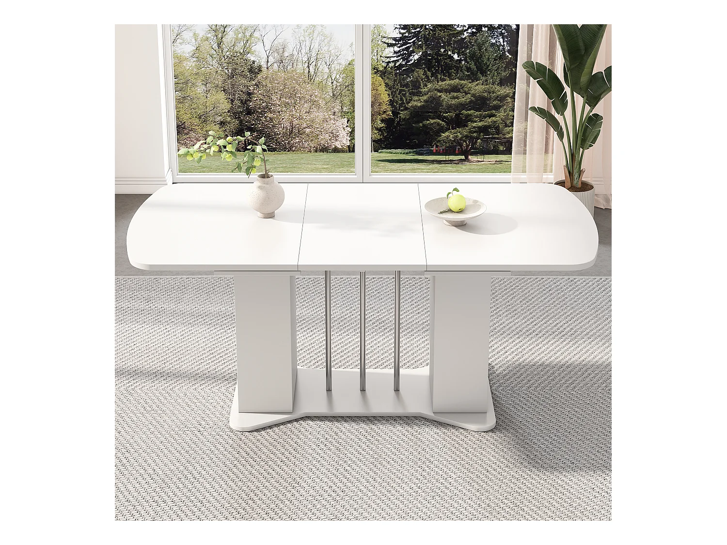 Uitschuifbare eettafel met opbergruimte voor 4 tot 6 personen - 120/160 x 80 cm - in MDF - Wit