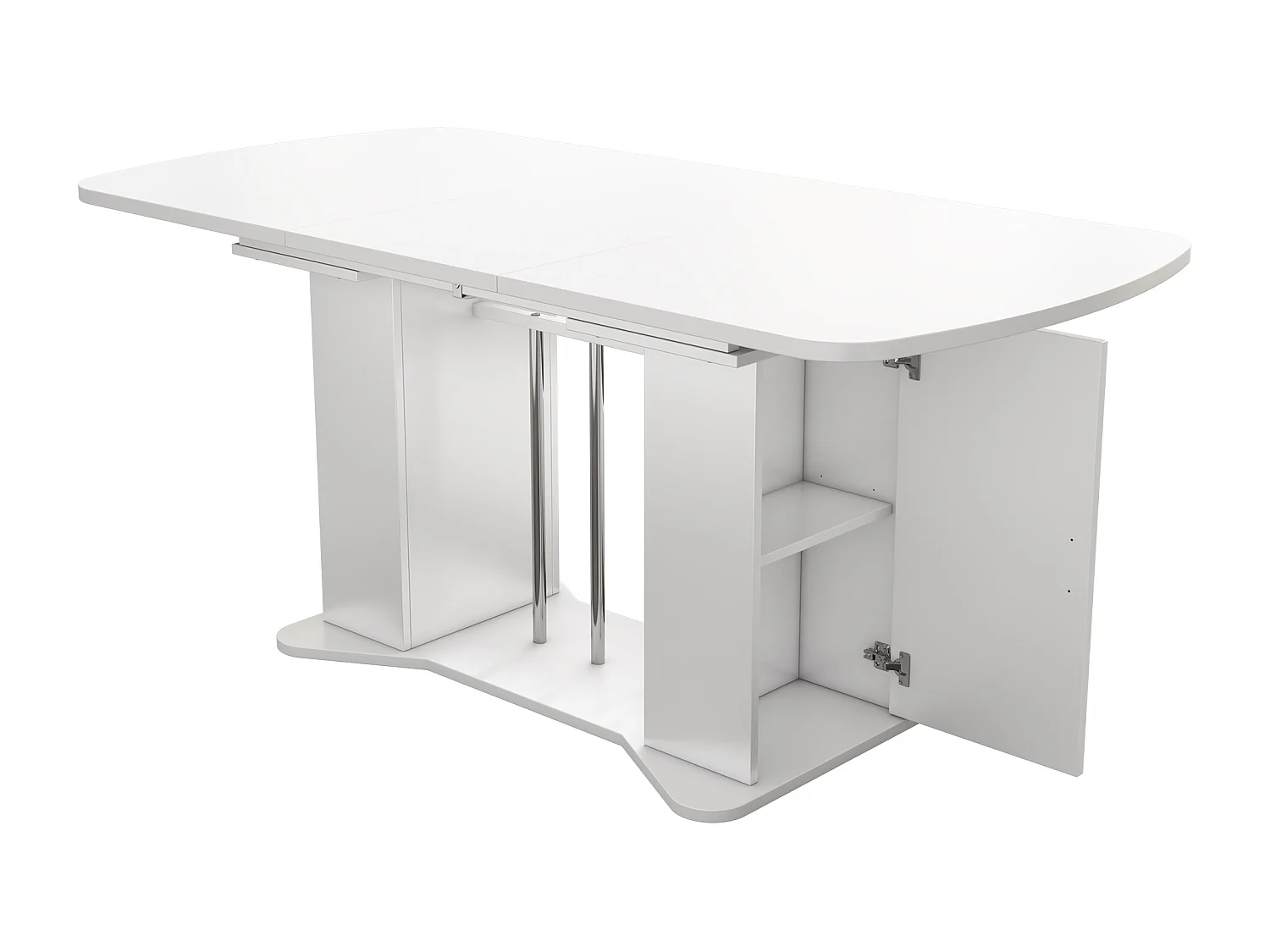 Uitschuifbare eettafel met opbergruimte voor 4 tot 6 personen - 120/160 x 80 cm - in MDF - Wit