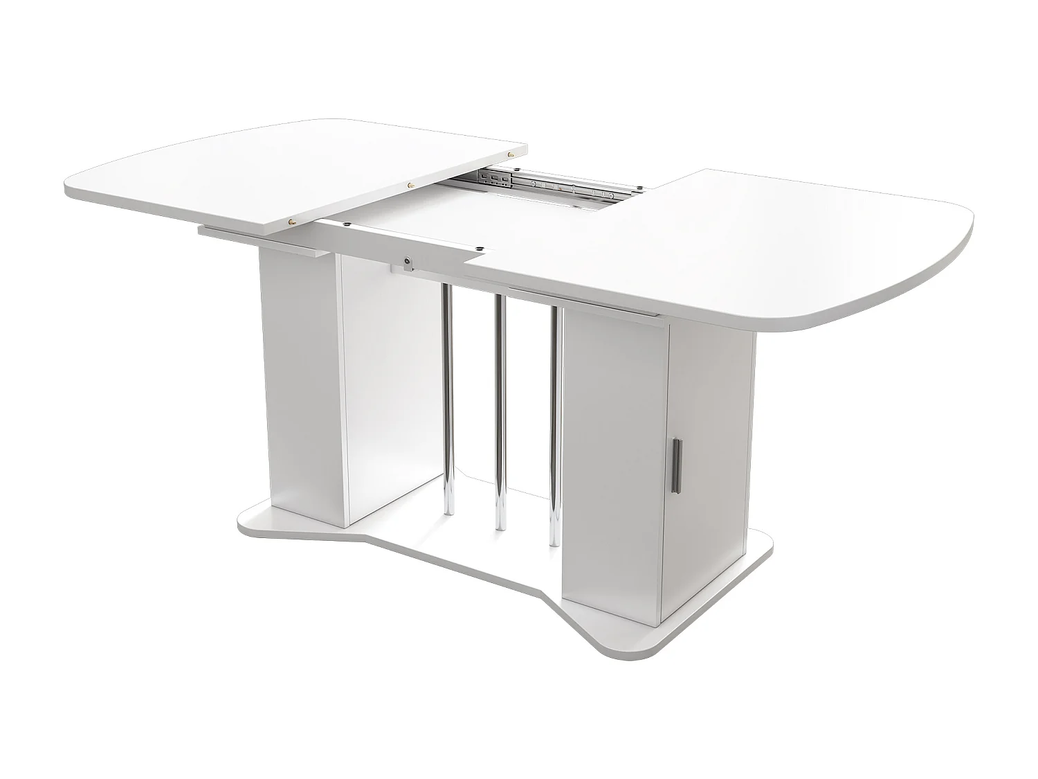 Uitschuifbare eettafel met opbergruimte voor 4 tot 6 personen - 120/160 x 80 cm - in MDF - Wit