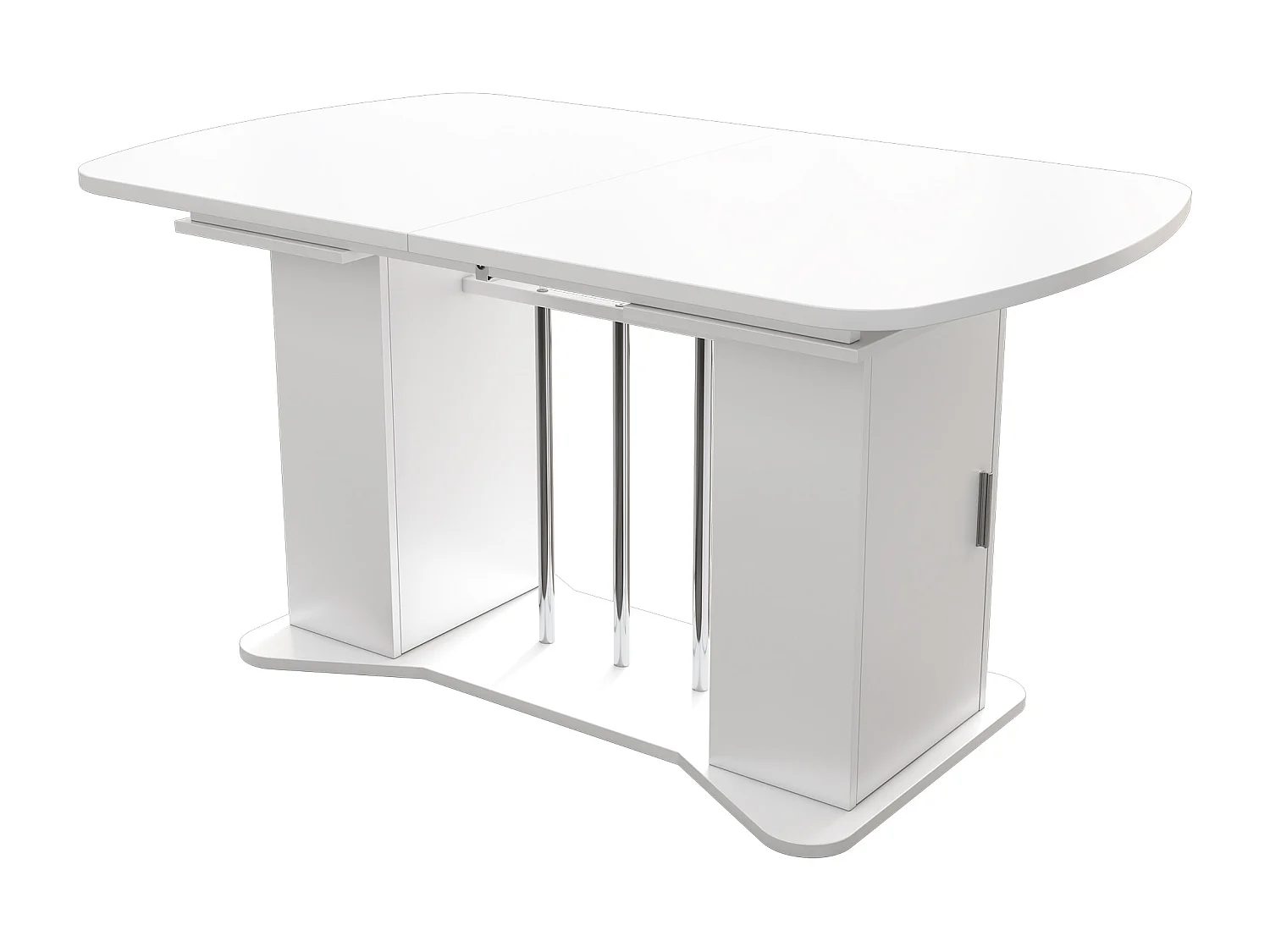 Table à manger extensible avec rangement 4 à 6 personnes - 120/160 x 80 cm - en MDF - Blanc