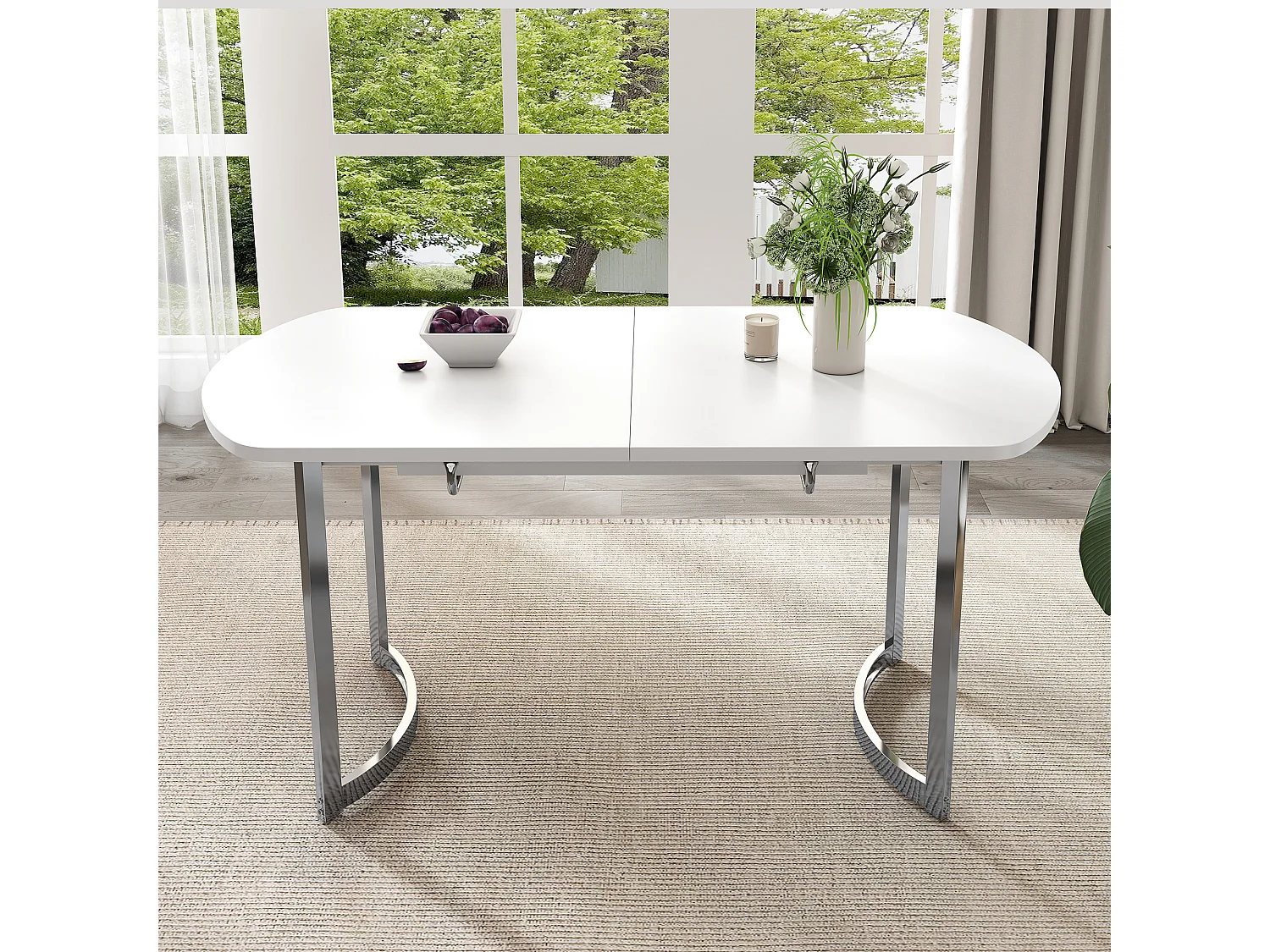 Uitschuifbare eettafel voor 4 tot 6 personen in MDF - 140/180 x 80 cm - Wit