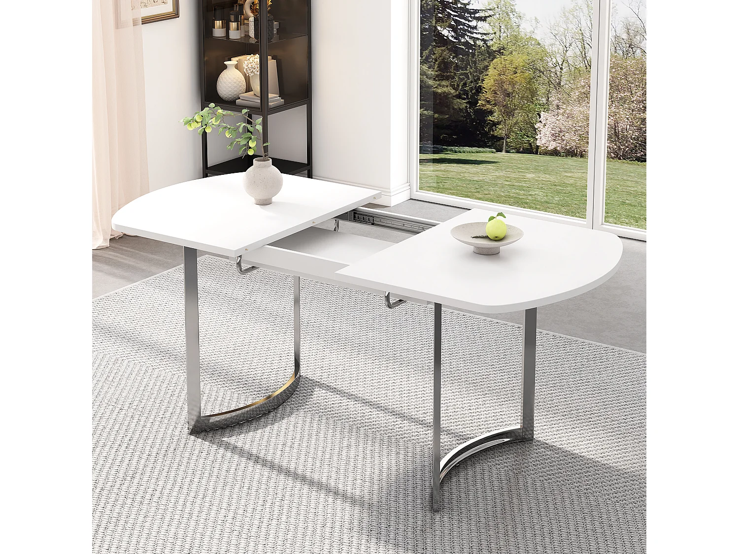 Table à manger extensible 4 à 6 personnes en MDF - 140/180 x 80 cm - Blanc
