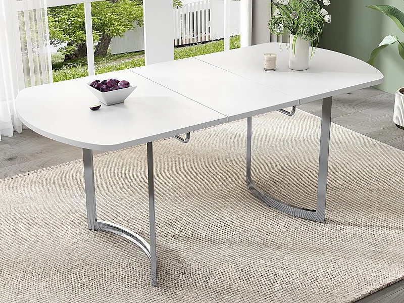 Mesa de jantar extensível para 4 a 6 pessoas em MDF - 140/180 x 80 cm - Branco